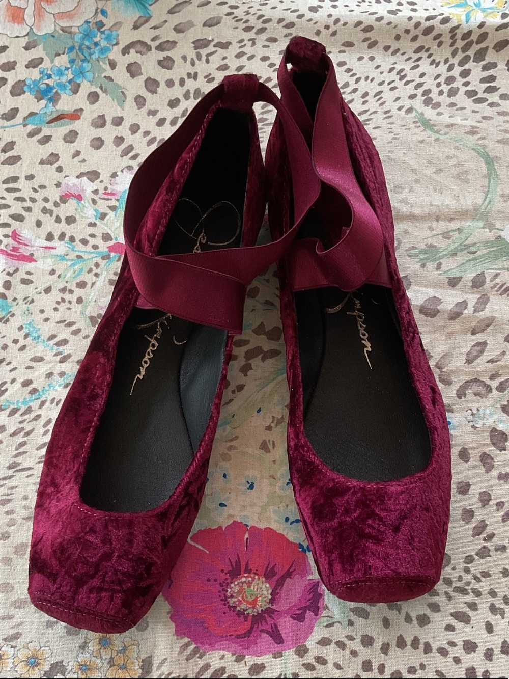 Jessica Simpson Burgundy Velvet Mandalaye Ballet Flats